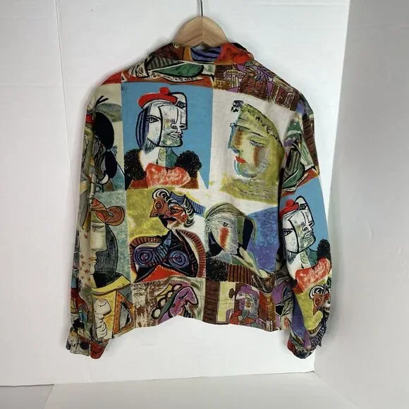Vintage 80’s Picasso Faces Ultimate Brand Blazer Size Large Multicolored - Picture 2 of 7